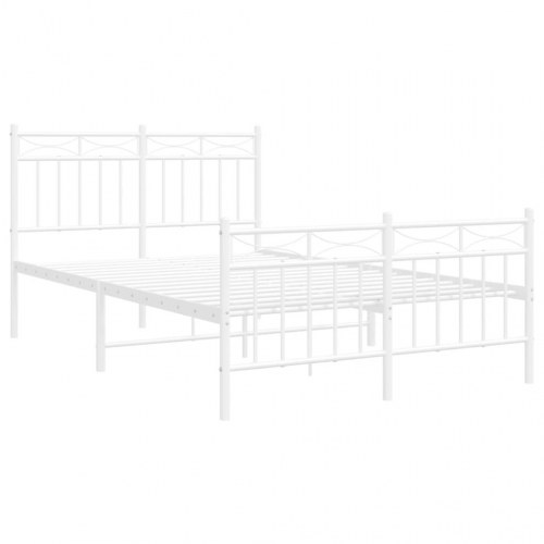 Sengeramme med gavl og fodgærde 120×190 cm - metal, hvid