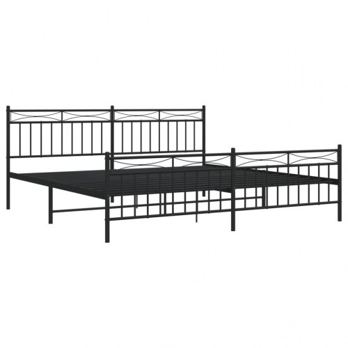 Sengeramme i metal med gavl og fodgærde 193 x 203 cm - sort