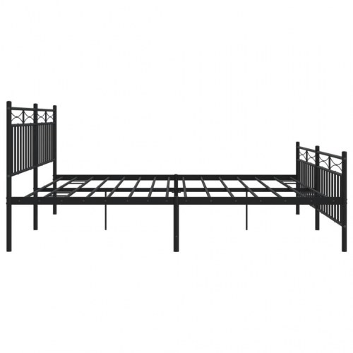 Sengeramme i metal med gavl og fodgærde 193 x 203 cm - sort