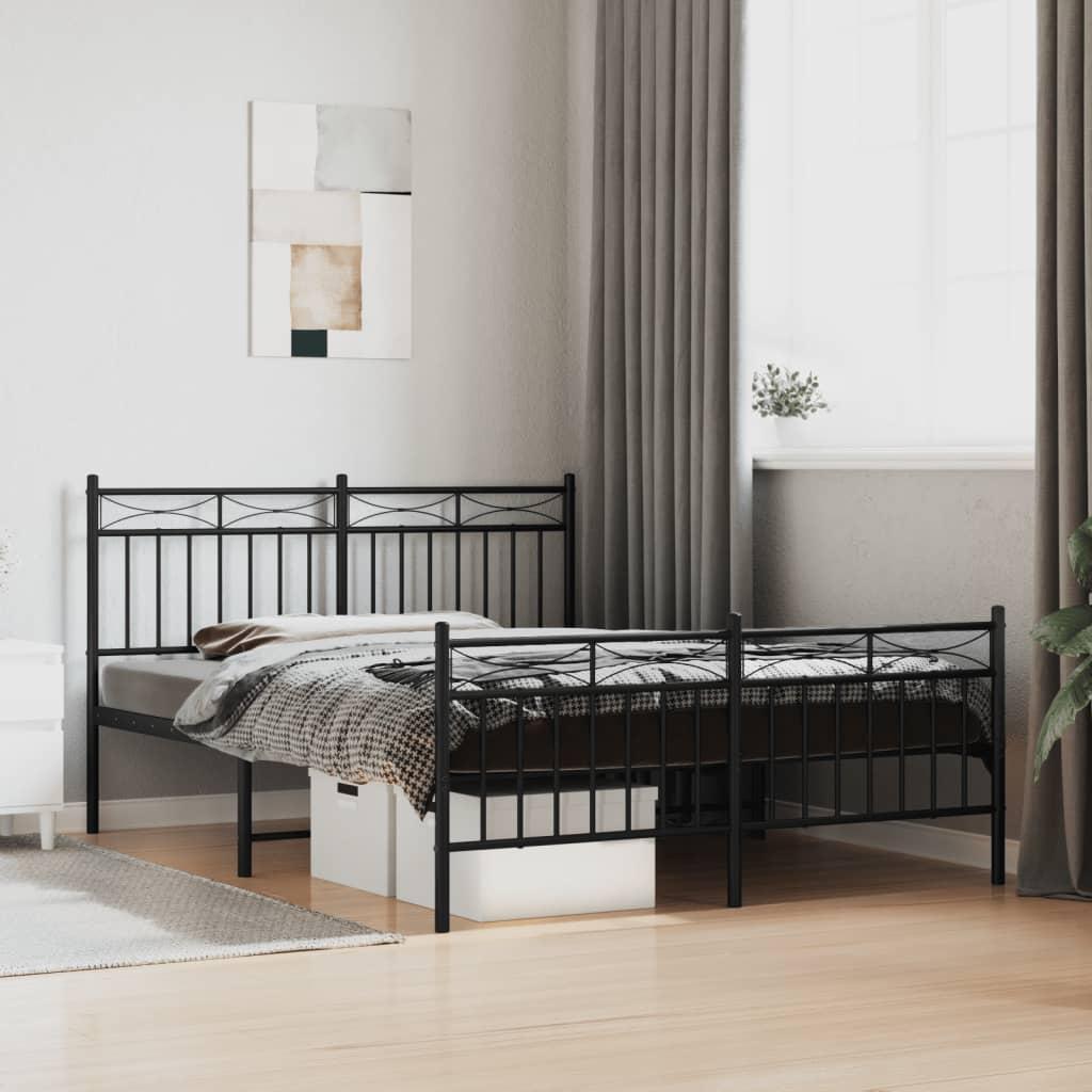 Sengeramme Uden Madras - Sort / med hovedgærde og fodgærde / 135 x 190 cm