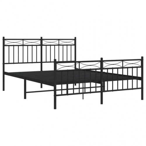 Sengeramme i metal med sengegavl og fodgærde 135 × 190 cm - sort