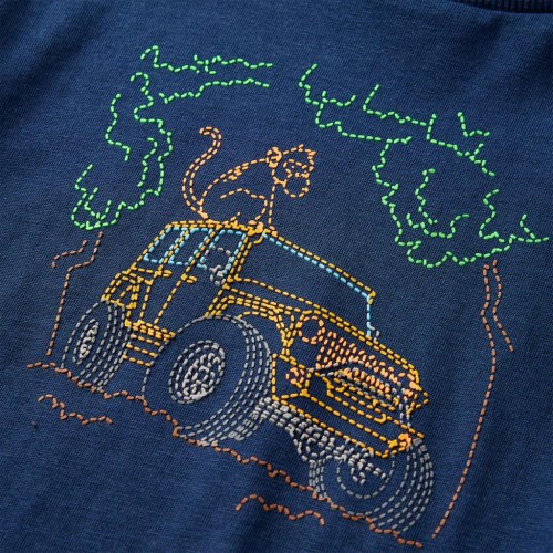 Langærmet T-shirt til børn str. 128 marineblå