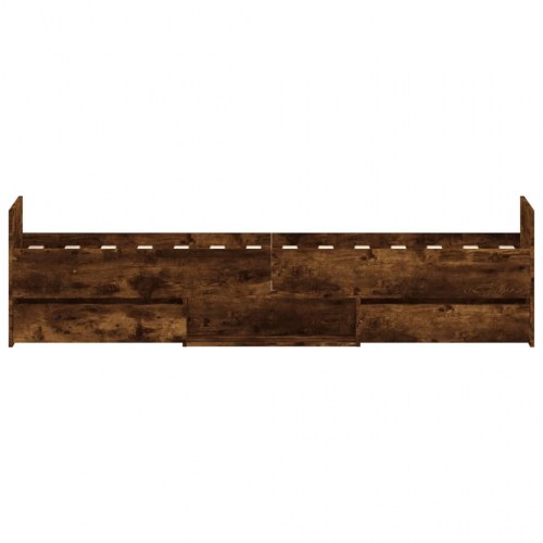 Sengeramme med sengegavl og fodgærde 75 x 190 cm - røget egetræ