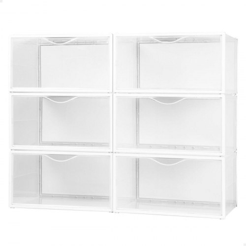 Skobokse stabelbare Max Home - hvid, 6 stk., 35 × 18,5 × 27 cm
