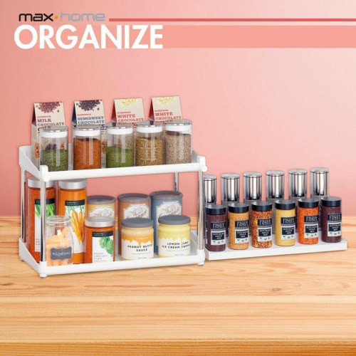Max Home organizer til køkkenskab - hvid, 2 hylder, 2 enheder (37,5 × 25,5 × 19 cm)