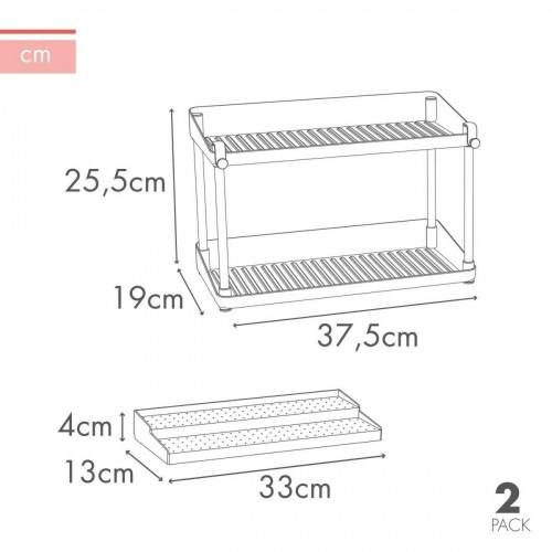 Max Home organizer til køkkenskab - hvid, 2 hylder, 2 enheder (37,5 × 25,5 × 19 cm)