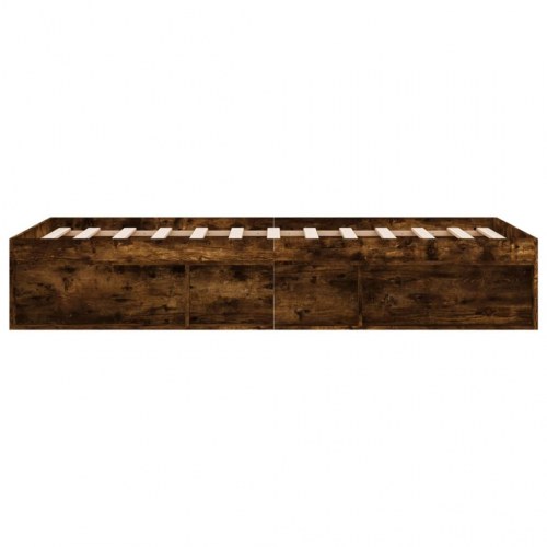 Sengeramme 180x200 cm - røget egetræsfarve med opbevaring
