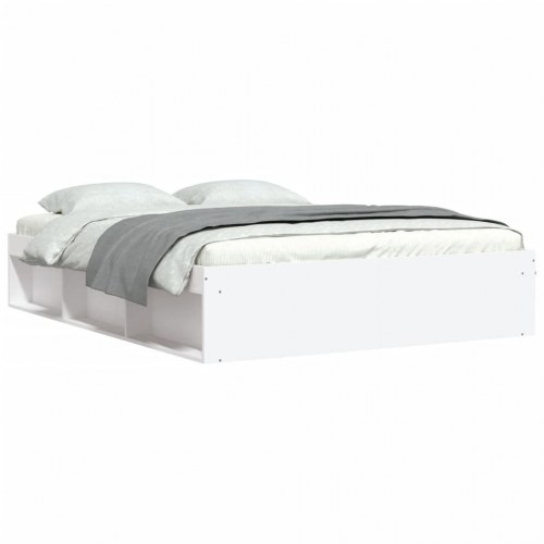 Sengeramme 140 x 190 cm - hvid træ med opbevaring