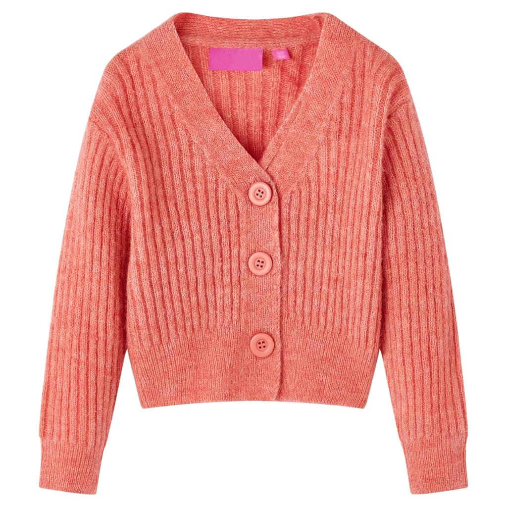 Strikket cardigan til børn str. 116 laksefarvet
