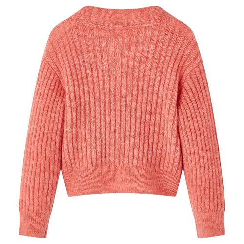 Strikket cardigan til børn str. 116 laksefarvet