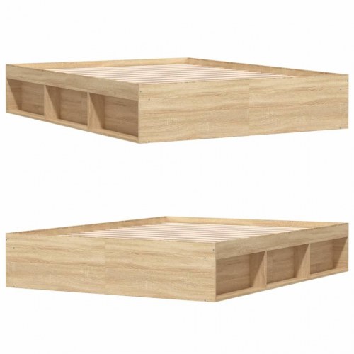 Sengeramme 140x200 cm - sonoma-eg med opbevaring
