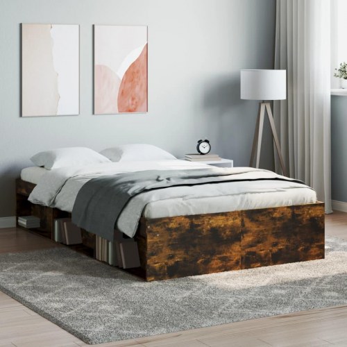 Sengeramme 120x200 cm - røget egetræsfarve med opbevaring