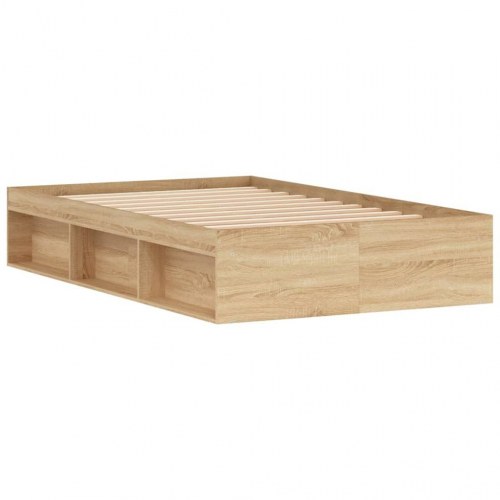 Sengeramme 120x200 cm - sonoma-eg med opbevaring