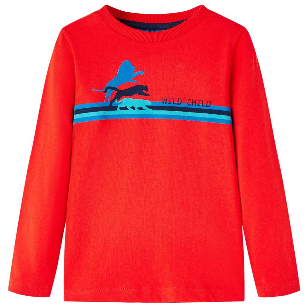 Langærmet T-shirt til børn - rød, str. 116