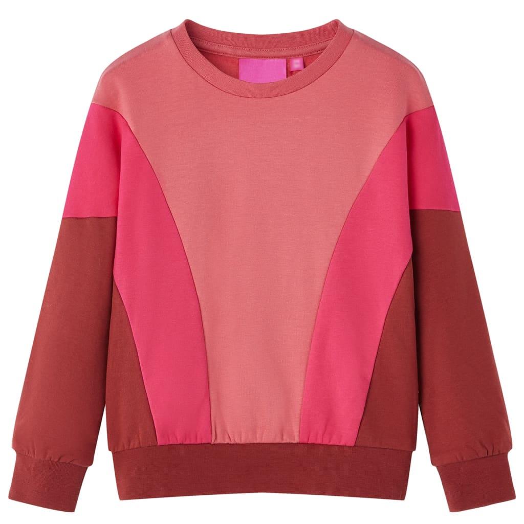 Sweatee Shirt Til Børn 128 Farveblok Lyserød Og Henna