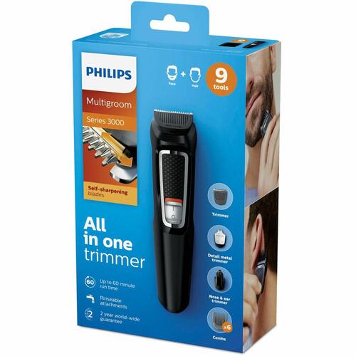 Genopladelig elektrisk barbermaskine Philips Cara y cabello 9 en 1 con 9 herramientas