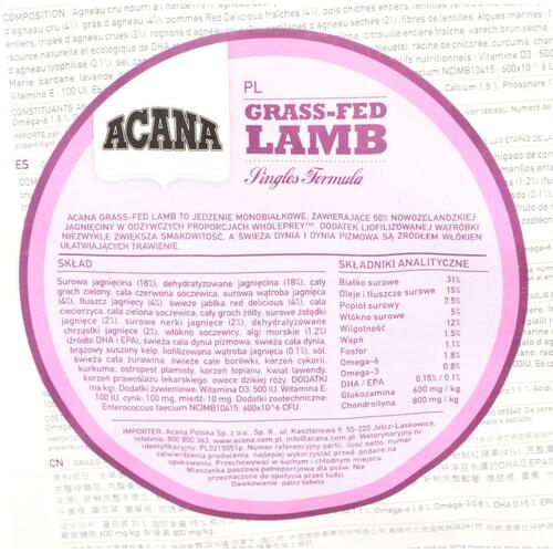 Foder Acana Grass-Fed Lamb 2 Kg