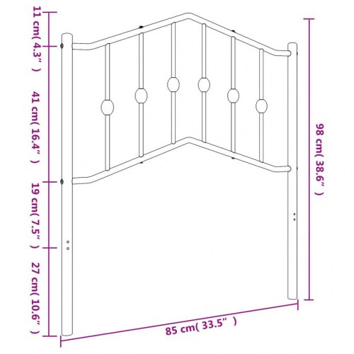 Sengegavl i metal 80 cm - hvid