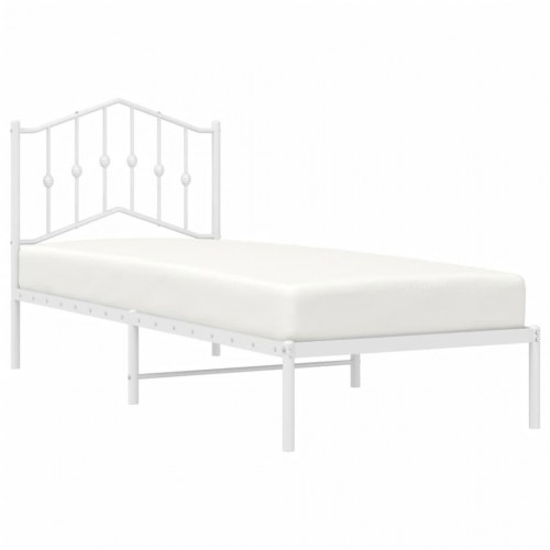Sengeramme med sengegavl 90x200 cm metal hvid
