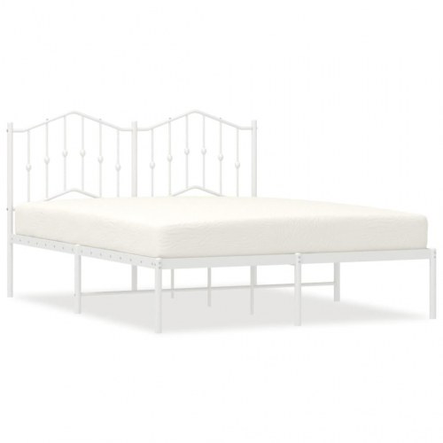 Sengeramme med sengegavl 140x190 cm - metal, hvid