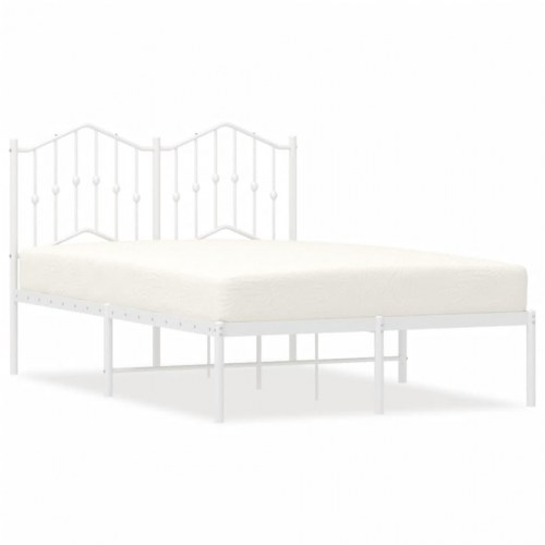 Sengeramme med sengegavl 120×190 cm - metal, hvid
