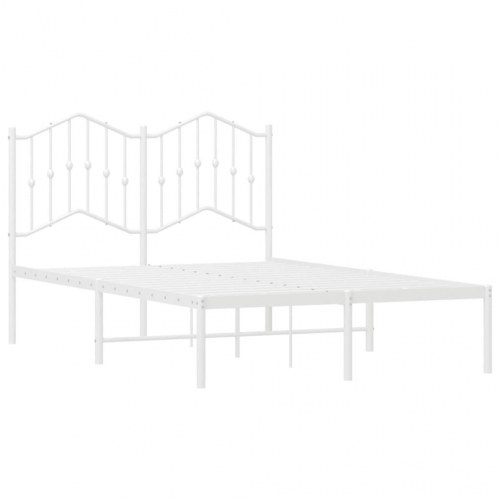 Sengeramme med sengegavl 120×190 cm - metal, hvid