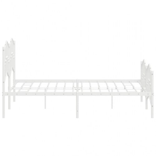 Sengeramme med sengegavl og fodgærde 140x190 cm metal hvid