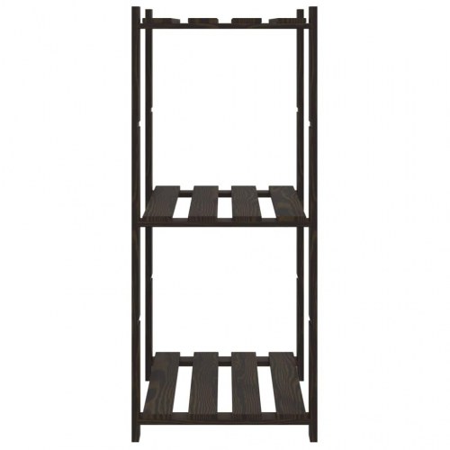 Opbevaringsreol i massivt fyrretræ - 3 hylder, 60×38×90 cm, sort