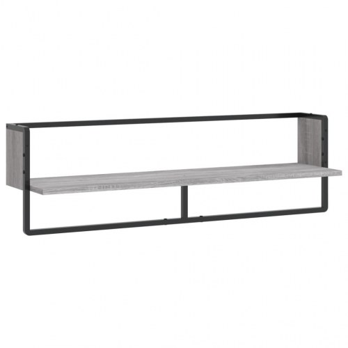 Væghylde med stang 100x25x30 cm grå sonoma-eg