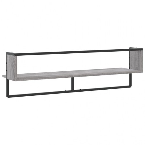 Væghylde med stang 100x25x30 cm grå sonoma-eg