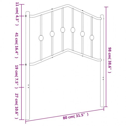 Sengegavl i metal 75 cm - hvid