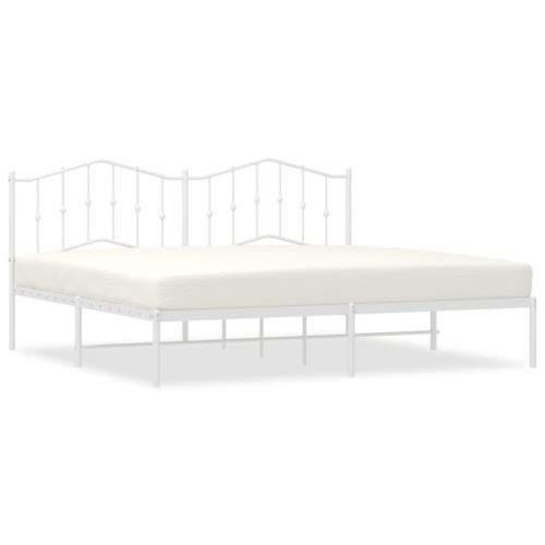 Sengeramme med sengegavl 200x200 cm metal hvid