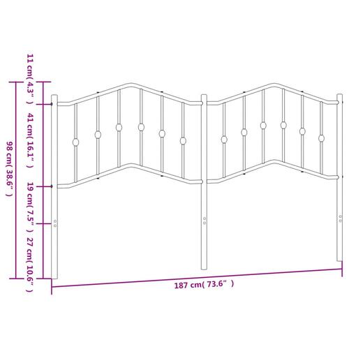 Sengegavl 180 cm metal hvid