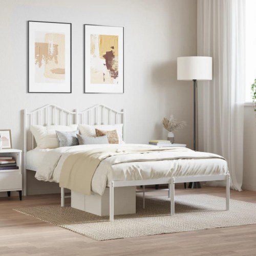 Sengeramme med sengegavl 120x200 cm - metal, hvid
