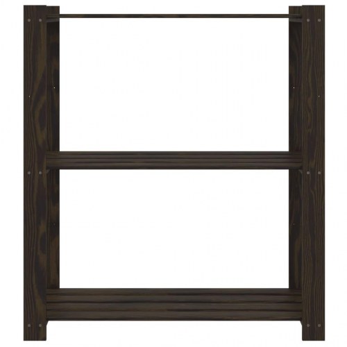 Opbevaringsreol i massivt fyrretræ - 3 hylder, 80×38×90 cm, sort