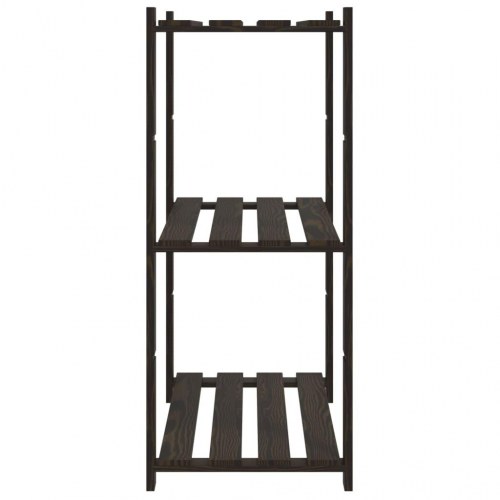Opbevaringsreol i massivt fyrretræ - 3 hylder, 80×38×90 cm, sort