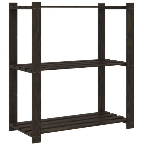 Opbevaringsreol i massivt fyrretræ - 3 hylder, 80×38×90 cm, sort
