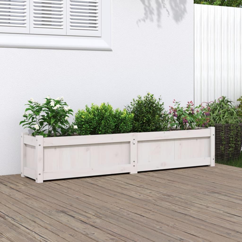 Plantekasse 150x31x31 cm massivt fyrretræ hvid