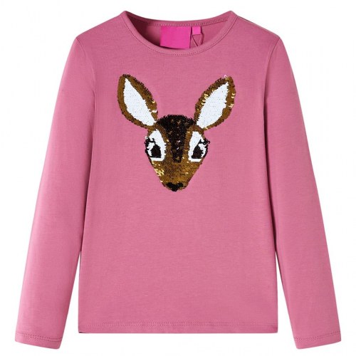 Langærmet T-shirt til børn str. 92 - pink
