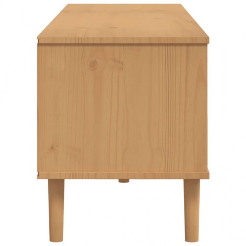 Tv-bord SENJA 158x40x49 cm rattan-look massivt fyrretræ brun