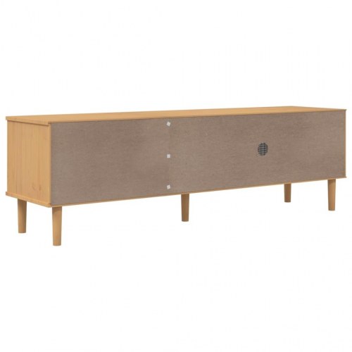 Tv-bord SENJA 158x40x49 cm rattan-look massivt fyrretræ brun