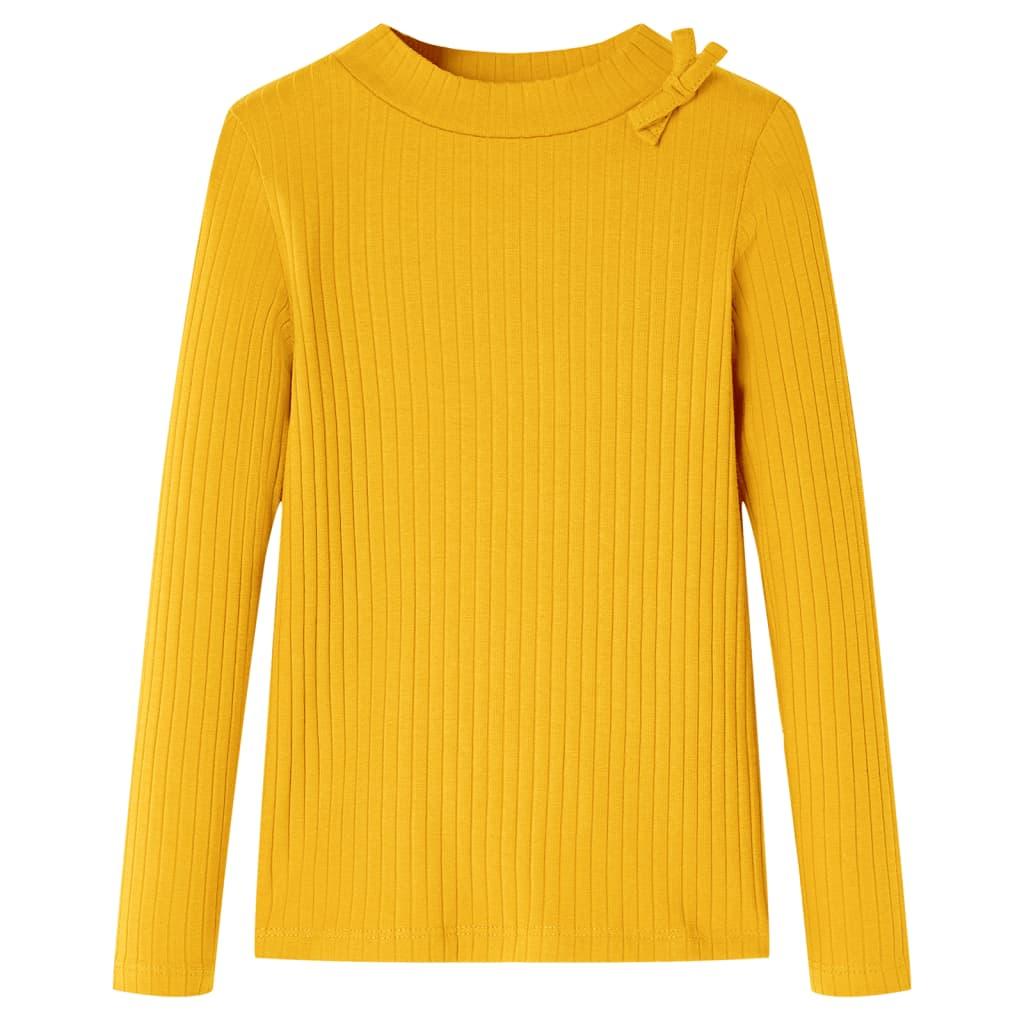 Langærmet T-shirt til børn str. 92 okkergul