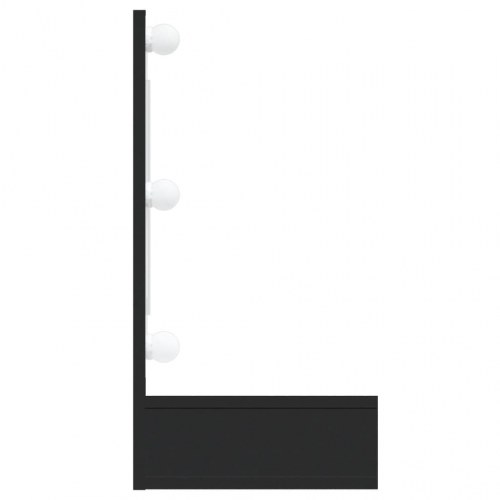 Spejlskab med LED-lys - 90 × 31,5 × 62 cm, sort