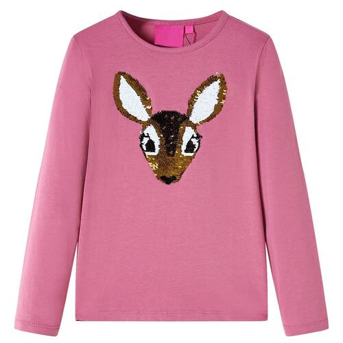 Langærmet T-shirt til børn str. 104 pink