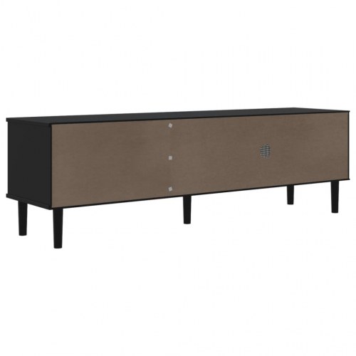 TV-bord SENJA i sort med rattan-look - 158 x 40 x 49 cm