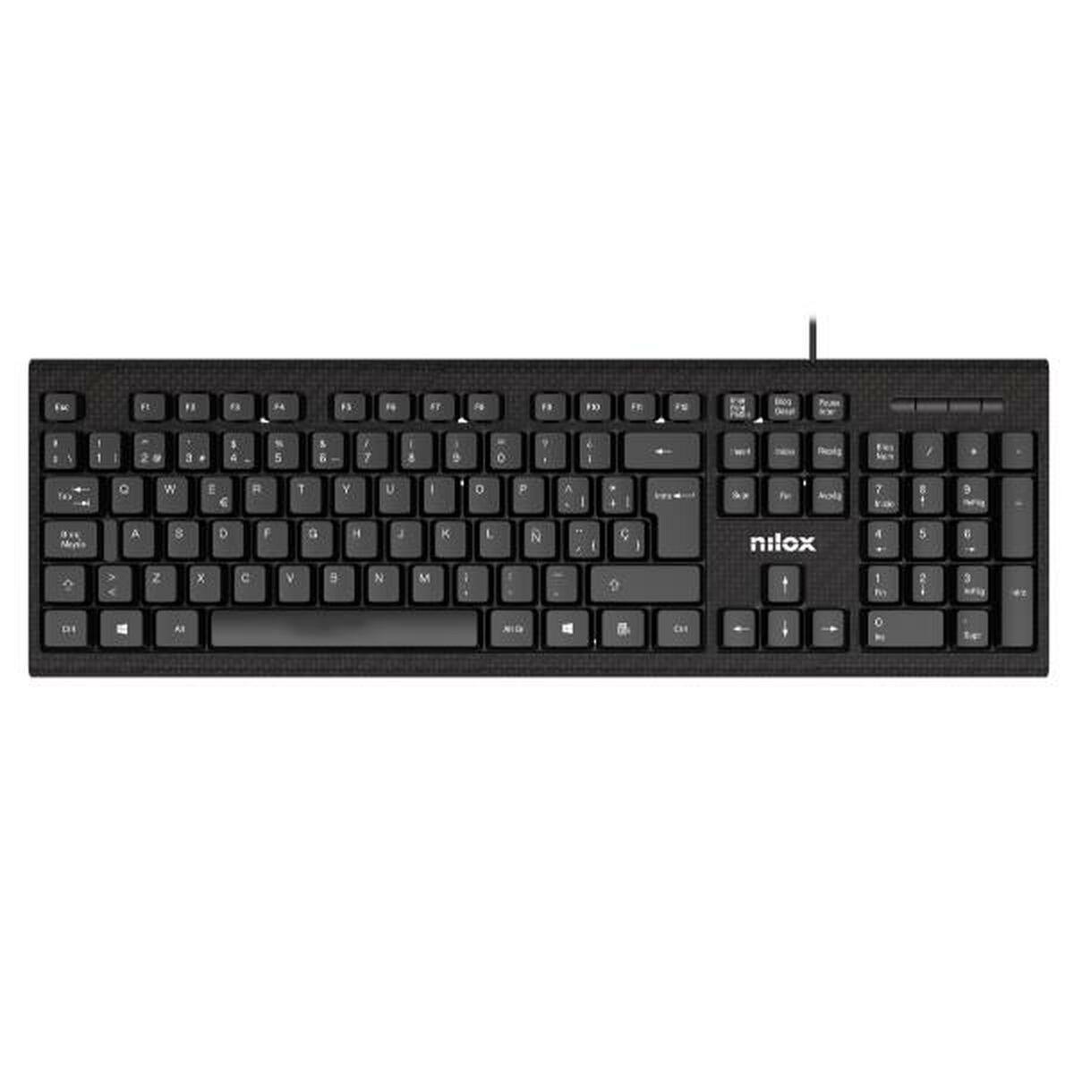 Tastatur Nilox Nxkbe000011 Sort Spansk Qwerty
