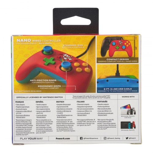 Nintendo Switch controller PowerA Nano - kablet, multifarvet (Super Mario)