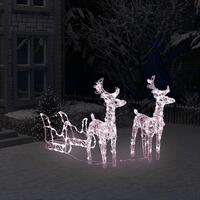 Rensdyr og kane juledekoration 160 LED'er 130 cm akryl