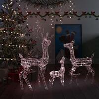Rensdyrfamilie juledekoration 300 LED'er akryl varmt hvidt lys