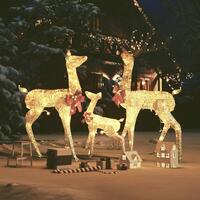 Rensdyrfamilie 201 LED'er juledekoration guldfarvet